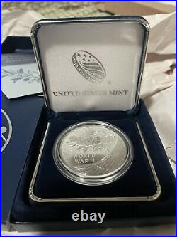 2020 End of World War II WW2 75th Anniversary American Eagle Silver Proof Medal