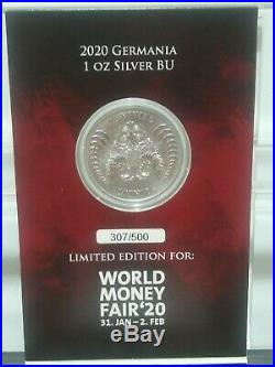 2020 GERMANIA 2020 WMF WORLD MONEY FAIR EDITION 1 oz Pure Silver BU