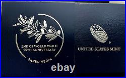 2020 P End Of World War II 75th Anniversary 1 Oz Silver Proof Medal Box Coa