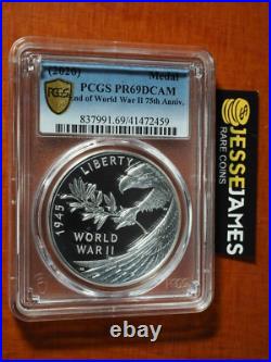 2020 Silver End Of World War II Medal Pcgs Pr69 Dcam Classic Blue Label 1 Oz
