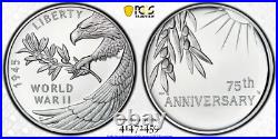 2020 Silver End Of World War II Medal Pcgs Pr69 Dcam Classic Blue Label 1 Oz
