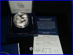 2020 US Mint. 999 Silver Medal End of World War II 75th Anniversary with Box & COA