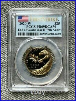 2020-W End Of World War II 75th Anniversary PCGS PR69DCAM Gold Coin 1/2oz 24K