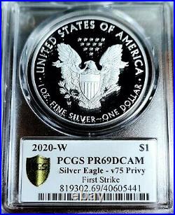 2020 W End of World War II 75th American Silver Eagle V75 PCGS PF69 FS LIVE