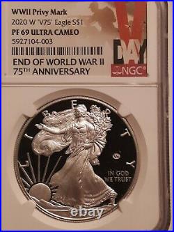 2020-W End of World War II 75th Ann! Silver Eagle V75 NGC PF 69 Ultra Cameo