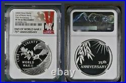 % 2020 W End of World War II 75th Anniversary 1 Oz Silver Proof Medal NGC PF70