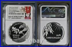 2020 W End of World War II 75th, Anniversary 1 Oz. Silver Proof Medal NGC PF70