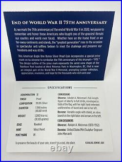 2020-W End of World War II 75th Anniversary Silver Eagle v75 Privy PCGS PR70