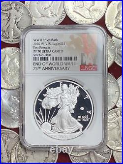 2020 W End of World War II V75 Privy Proof Silver Eagle PF 70 NGC First Release