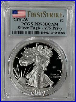 2020-W FIRST STRIKE End of World War II Silver Eagle Privy V75 PCGS PR70DCAM