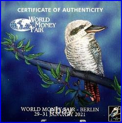 2021 Australian Kookaburra Berlin World Money Fair 1 oz Silver Coin
