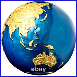 2021 Blue Marbel with 24k Gold Plating Planet Earth 3 oz pure silver coin