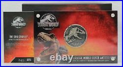 2021 Jurassic Park World 2 oz 999 Silver Antiqued Dinosaur Coin Niue JJ581
