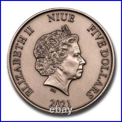 2021 Niue 2 oz Silver $5 Jurassic World Antiqued High Relief Coin SKU#223497