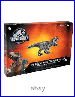 2021 Niue $5 Jurassic Parc Jurassic World $5 2-oz T-Rex Antique Pièce Argent