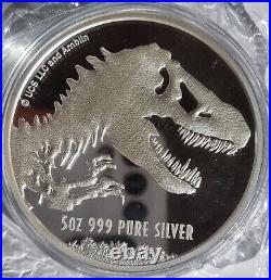 2021 Niue 5 oz Jurassic Park World Proof 5oz Fine Silver 999 BE Rare Coin