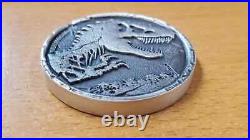 2021 Niue Jurassic World 2oz High Relief Antiqued Silver Coin Park T-Rex