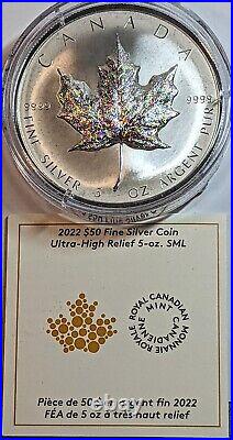 2022 Canada 5 oz Ultra High Relief Silver Maple Leaf Reverse Proof $50 Coin OGP