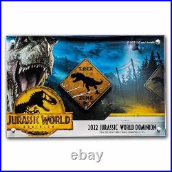 2022 Niue 2 oz Silver $5 Jurassic World Dominion T-Rex Sign Coin SKU#253749