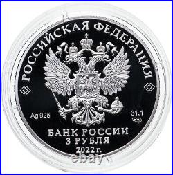 2022 Russia World's First Group Spaceflight 1 Oz Silver Coin Earth Sun 3 roubles