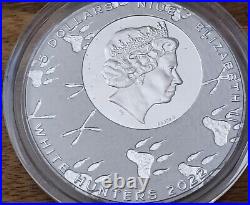 2022 White Tiger 5oz Silver $5 Coin. 3D High Relief Only 369 World Wide Stunning