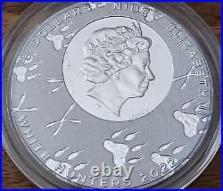 2022 White Tiger 5oz Silver $5 Coin. 3D High Relief Only 369 World Wide Stunning