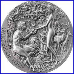 2023 Cameroon The Garden of Eden Bible Stories 2 oz Silver Antiqued Mintage 1000