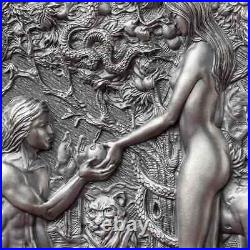 2023 Cameroon The Garden of Eden Bible Stories 2 oz Silver Antiqued Mintage 1000