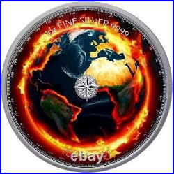 2023 Niue Burning Earth IV Global Warming 1 oz BU Silver Coin 2$. 100 mintage
