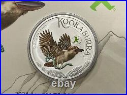 2024 Australia Kookaburra World Money Fair 1 oz Silver Colored Coin In Card