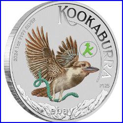 2024 Australian Kookaburra World Money Fair 1oz Silver Coloured Coin FREE SHIP