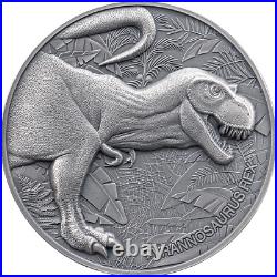 2024 Cameroon Lost World Tyrannosaurus Rex Antiqued 2 oz Silver Coin