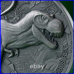 2024 Cameroon Lost World Tyrannosaurus Rex Antiqued 2 oz Silver Coin