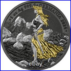 2024 Germania World Money Fair Edition 1 oz Silver Coin Ruthenium & Gold Gild