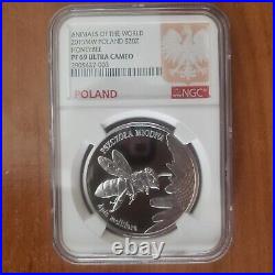 20zl Poland Silver 20zl Animals of The World Honeybee PF 69