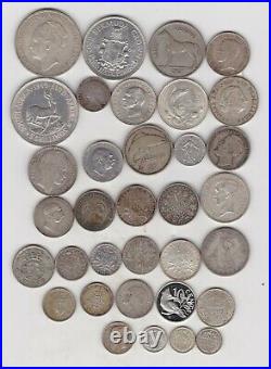250.09 Grams Of World Foreign Silver Content Coins Used To Near Mint Condition