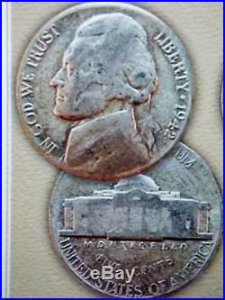 250 Coins Jefferson Nickel World War II Silver Composition 1942-1945