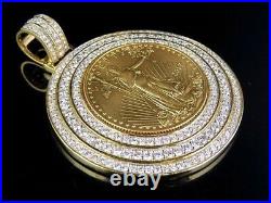 2Ct Round Cut Moissanite Lady Liberty COIN Shape Pendant 14k Yellow Gold Plated