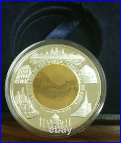 3 Pcs Cambodia 10000 Riels 7 Wonders Of The World Silver/gold Bimetal Set