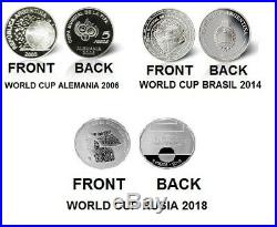 3 SILVER 925 COINS. Soccer World Cup 2006, 2014 and 2018