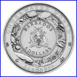 3 oz 2018 Barbados Underwater World The Great White Shark Silver Coin