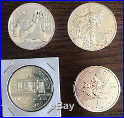 4 Four 1 Oz Troy World Coins Canada Maple Leaf Phillharmonic Panda And USA Eagle