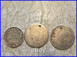 46 GRAMS WORLD SILVER 12 COIN HOLED 1848 Queen Victoria 1847 Prussia Canada lot