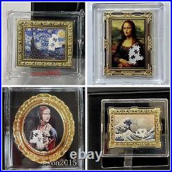 4pcs set Niue World famous painting jigsaw series silver&copper coin HOT