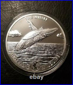 (5) 2020 1 Oz Republic of Congo World's Wildlife Silver Whale Coins In Capsule