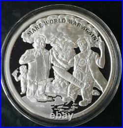 5 Oz. 999 Pure Silver Shield Proof Make World War Again Round Coin Trump Members
