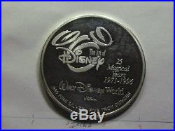 5 Oz Mickey Minnie Mouse Enamel Disney World 25th Anniversary 999 Silver Coin