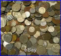 5+ Pound Lot of World Coins in A Vintage Cigar Box with Silver