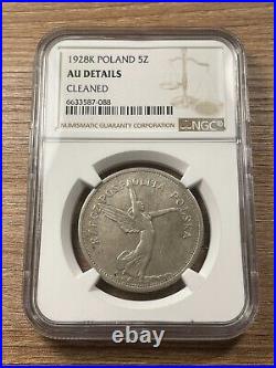 5 zloty 1928 K Poland Silver coin NGC AU details