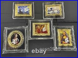 5pcs set Niue+Chad World famous painting jigsaw series silver&copper coin